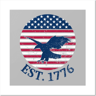 American Flag with Eagle, Est. 1776 Posters and Art